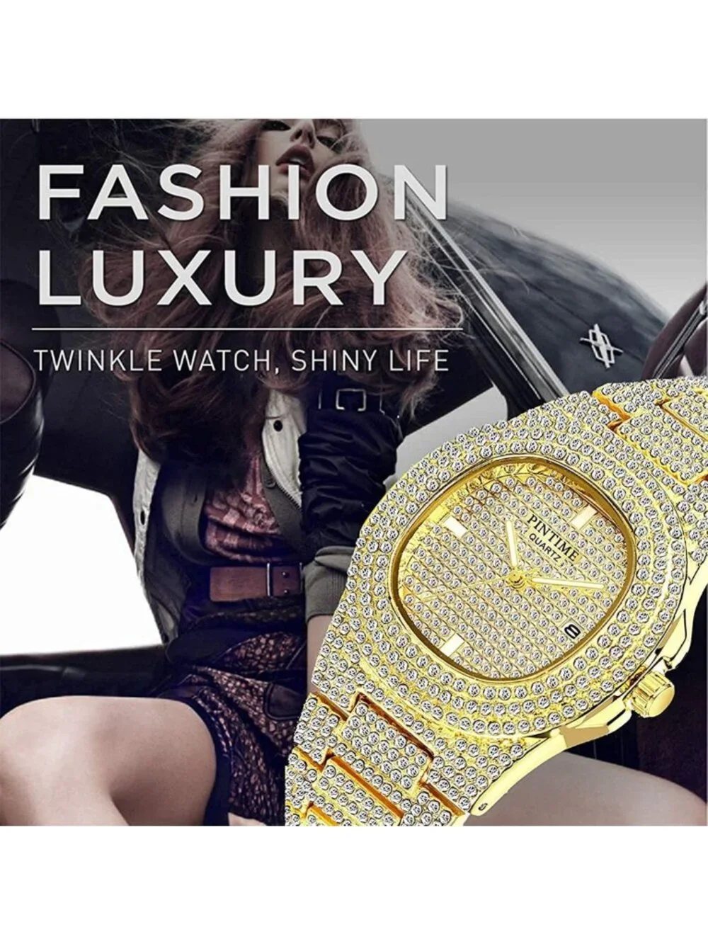 Luxury Unisex Big Face Crystal Diamond Watch | Elegant Timepiece for Men & Women